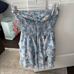 Floral Blue Smocked Women's Skirt